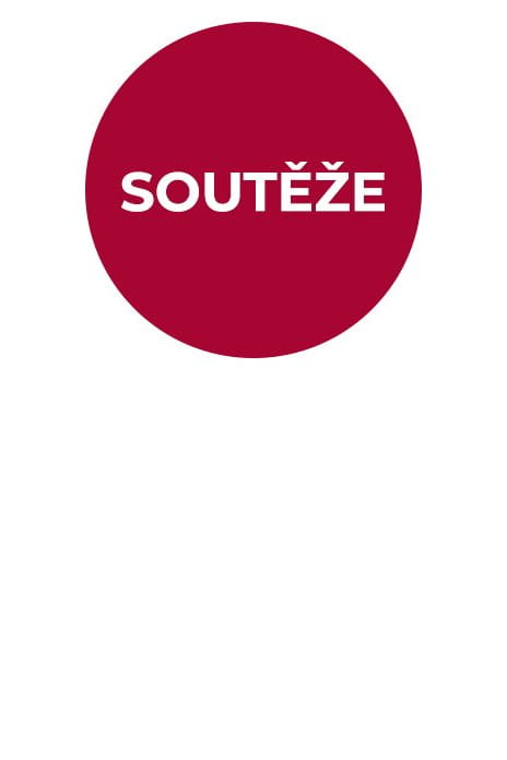 červené kolečko s bílým nápísem Soutěže