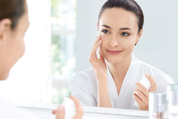 Woman with uneven skin